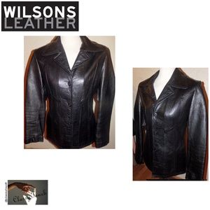 Wilsons Maxima  Black Heavy Leather Jacket Sz M